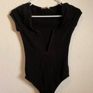 Black Low cut Body suit